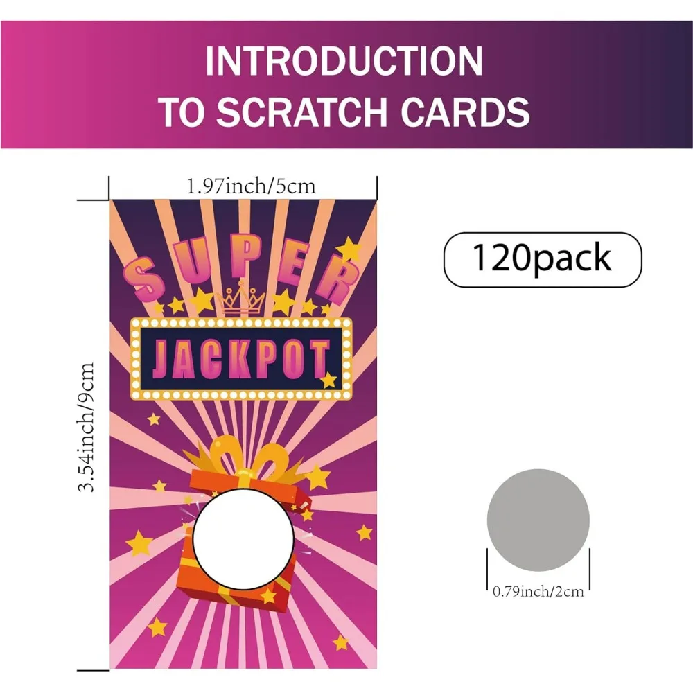 Jackpot Scratch Off Cards 120pcs Blank Gift Certificate Scratch Off Cards with 120pcs Scratch Stickers DIY Coupon Cards Raffle