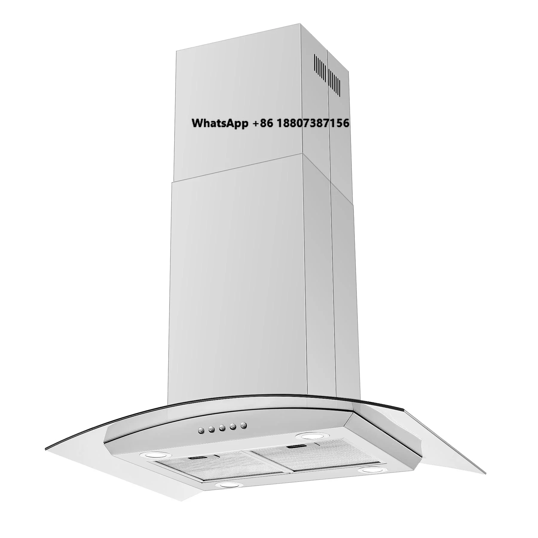 30 Inch Island Range Hood Stainless Steel  Kitchen Exhaust Ventilation Fan with 5-layer  Filters 3 Speed Fan  4 LED