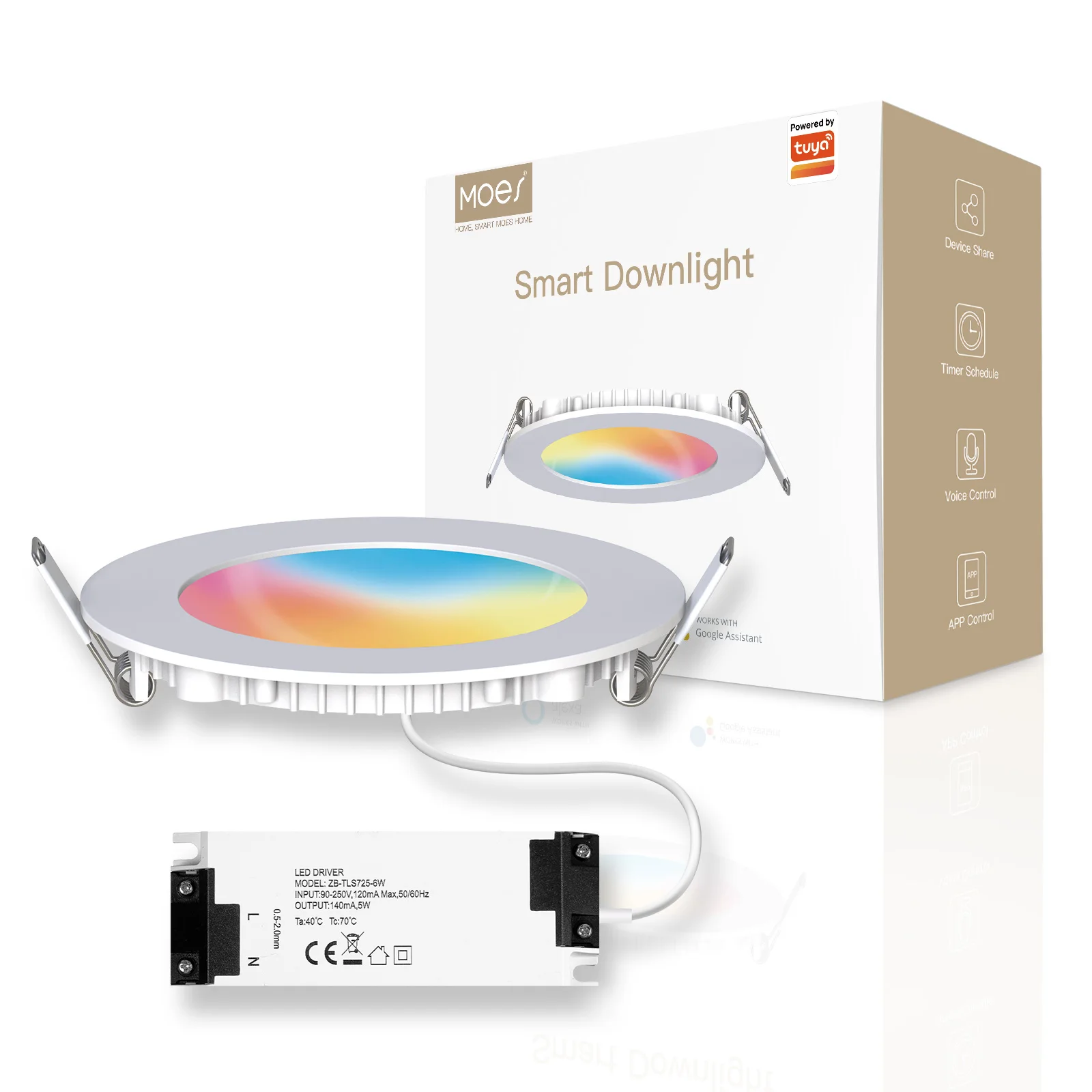 Zigbee TUYA Smart Home LED6W RGB Downlight 6W RGB LED Thin Spotlight App Timing Remote Control Warm/Cold Light Inductive