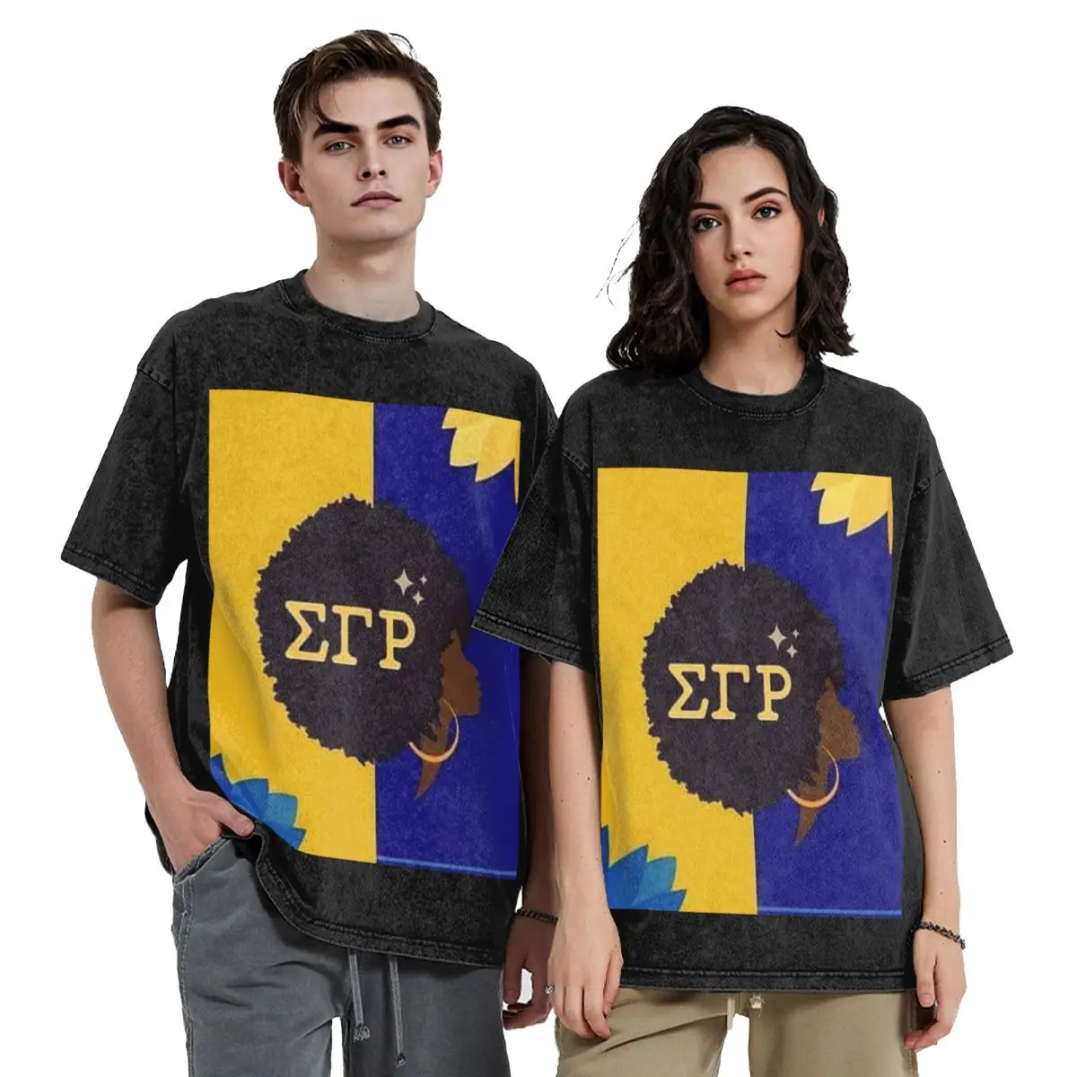 Sigma Gamma Rho 1922 SGR Hip Hop Short Sleeve T-Shirts Washed Tops Tees Streetwear T Shirt Oversized for Men woman