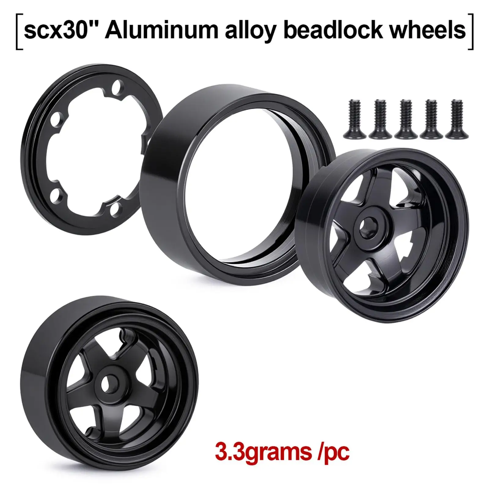 

4 Pieces 0.7" Beadlock Wheel Spare Part Accessories DIY Modified Replaces Aluminum Alloy Wheel Rims Hub for 1/30 RC Car Vehicle