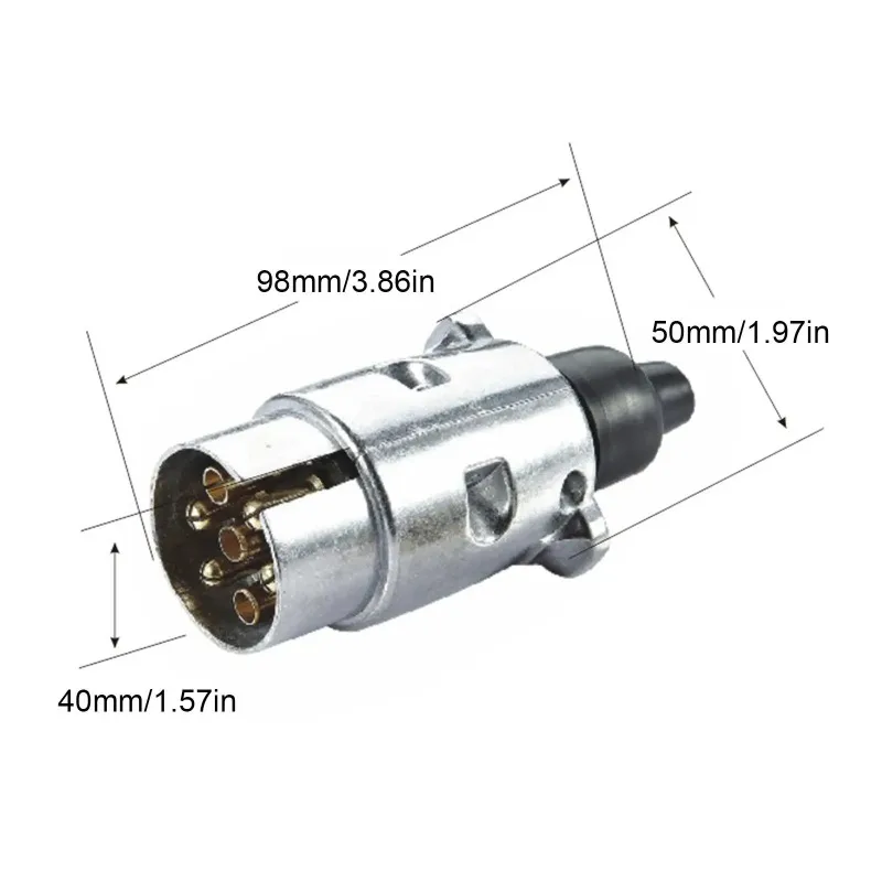 12V 7 Pin Aluminium Alloy Plug Trailer Connector for Boat Car Truck Towing Electrics Professional Connector EU Plug