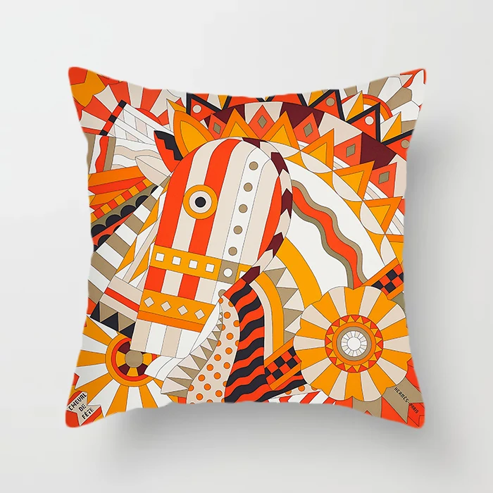 Orange Stripes Pillow Cover Soft Pillow Cases Simple Cushion Cover Red Geometric Throw Pillowcase for Living Room Sofa Home Seat