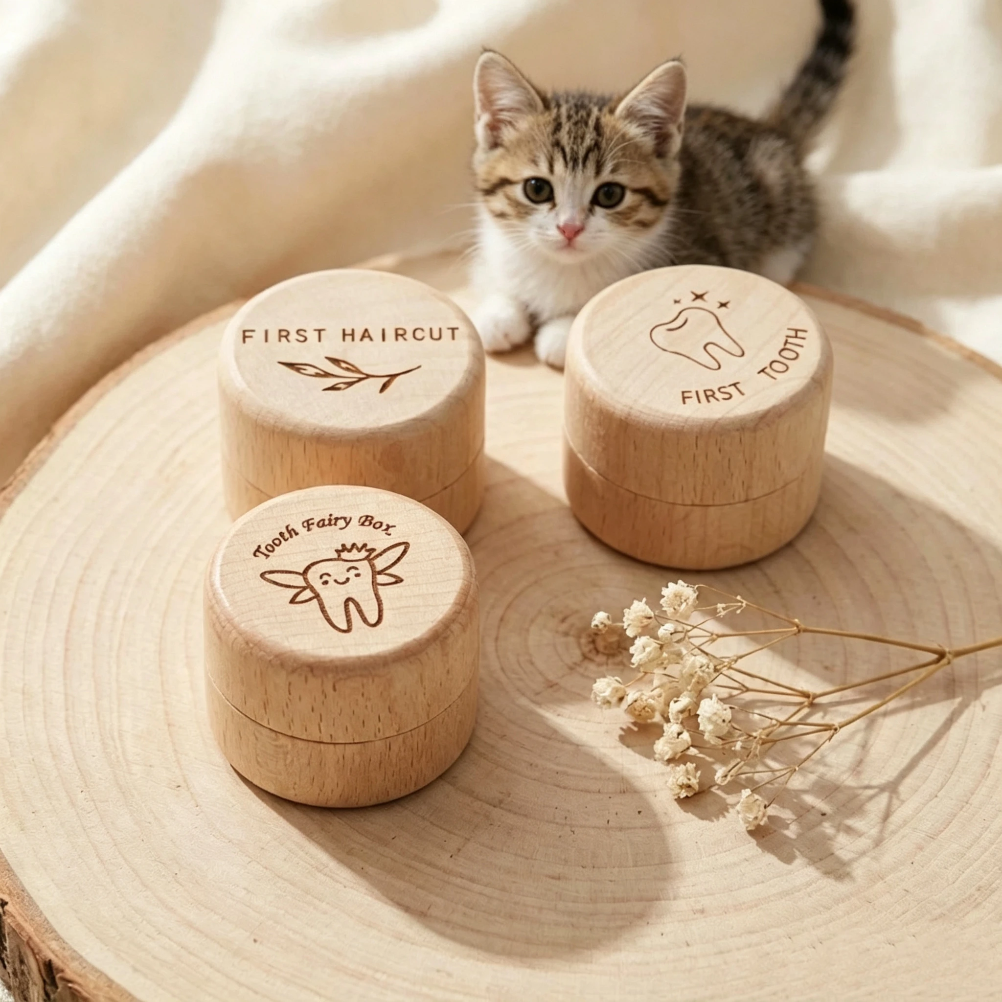 

G8 Wooden Pet Hair Keepsake Box Small Size Paw Print Pet Hair Memorial Box Custom Design Memorial Urn For Storing Cats DogsHair