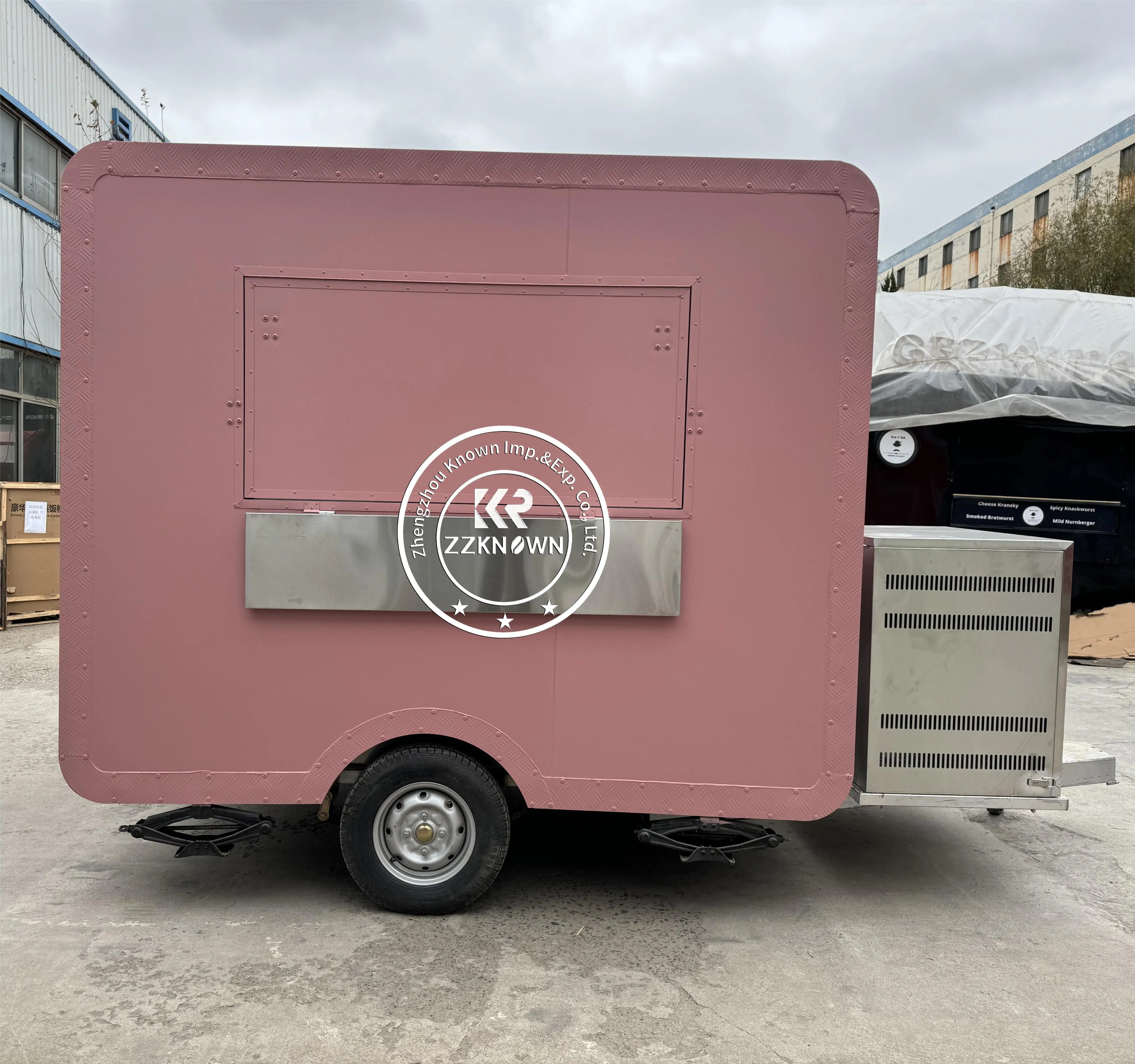 Pink Food Truck Ice Cream Cart Mobile Food Truck Hot Dog Cart Coffee Kiosk Mobile Food Truck with Full Kitchen Catering Trailer