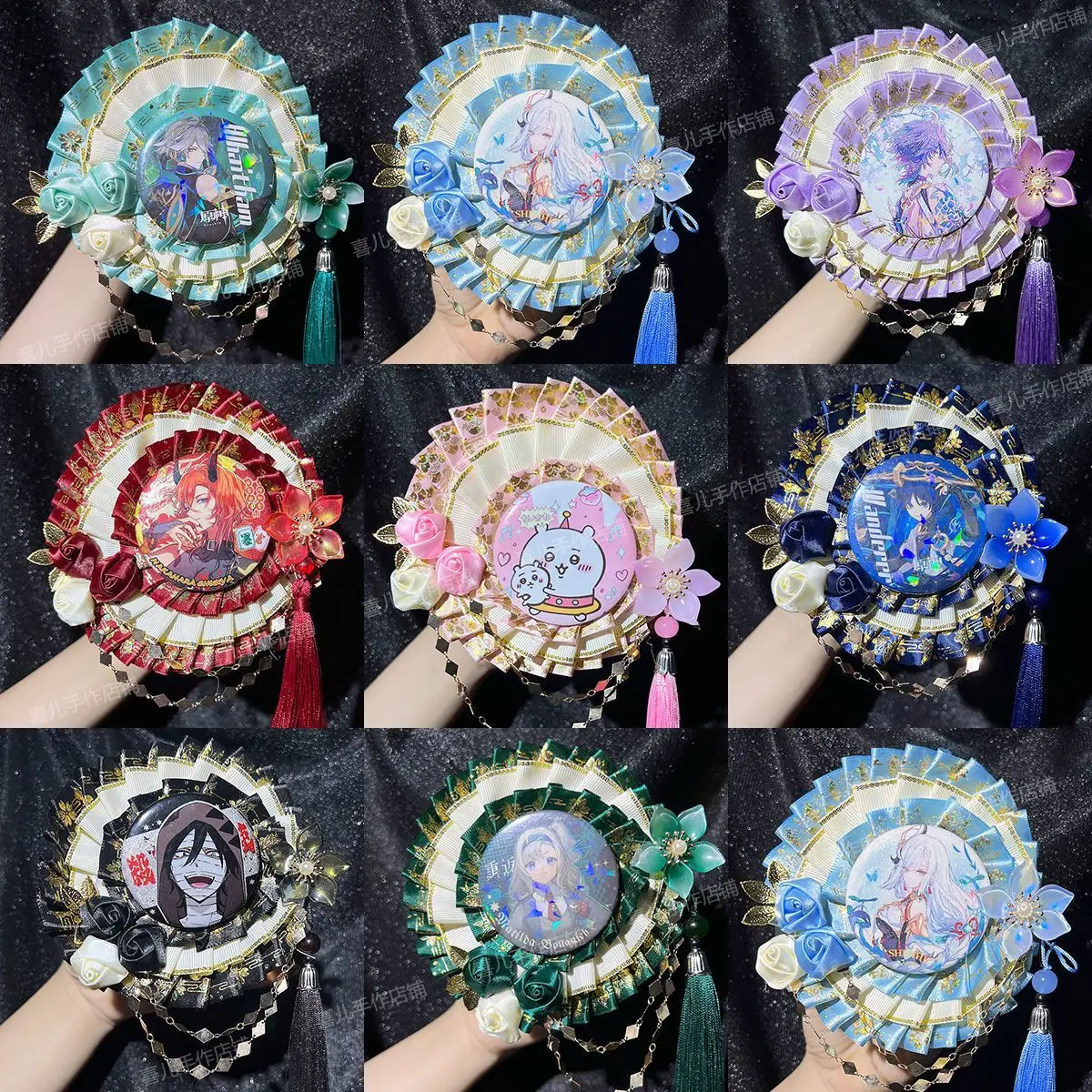 

Luxury Exquisite Character Goods Badge Rosette Base Tray Ribbon Bow Ita Bag Accessory Decoration Tassel Lolita Badge Holder