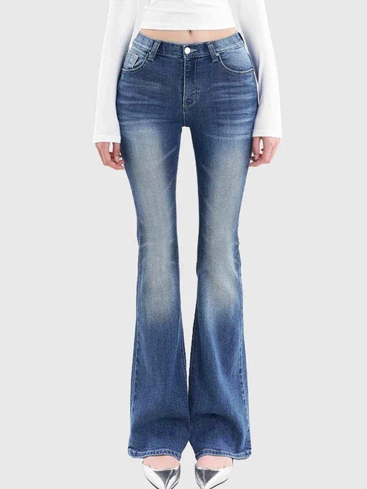 

High Waist Bell Bot Jeans Women's Slimming Casual Cotton Stretch Denim Retro Sle Versatile Elastic Leisure Pants