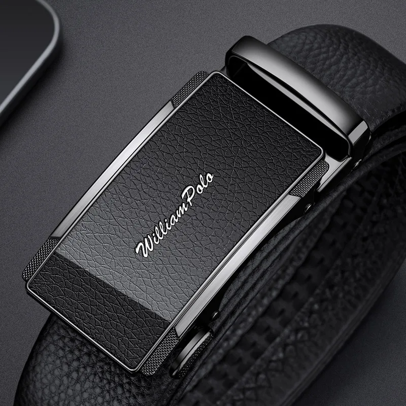 

Men's genuine leather business belt, fashionable automatic buckle belt, personalized and simple casual belt