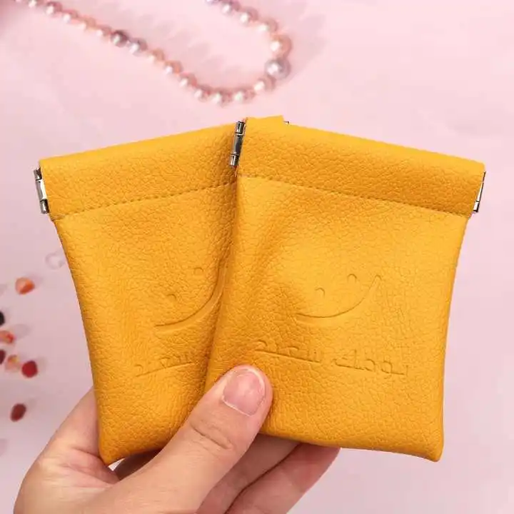 Custom Logo Emboss Pu Leather Pouch Free Sample With Close Magnet Jewelry Lipstick Earphone Storage Leather Bag