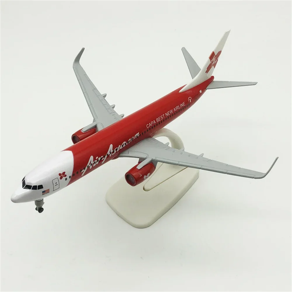 20cm Red Air Asia Airlines Boeing 737 B737 Airways Alloy Metal Airplane Model Diecast Air Plane Model w Wheels Aircraft