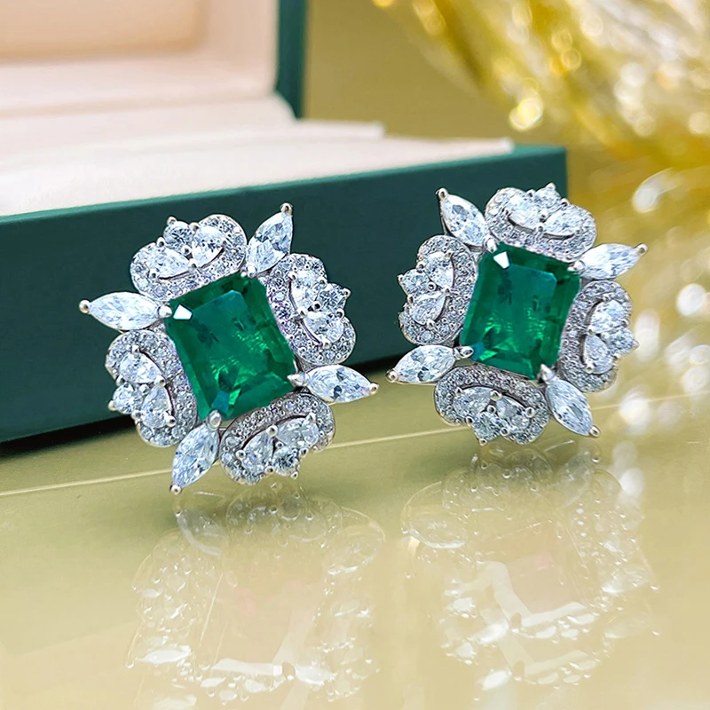 Huitan Wunderschöne Grün/Rot Zirkonia Ohrstecker Frauen für Hochzeit Verlobung Party Temperament Elegante Weibliche Schmuck Neue