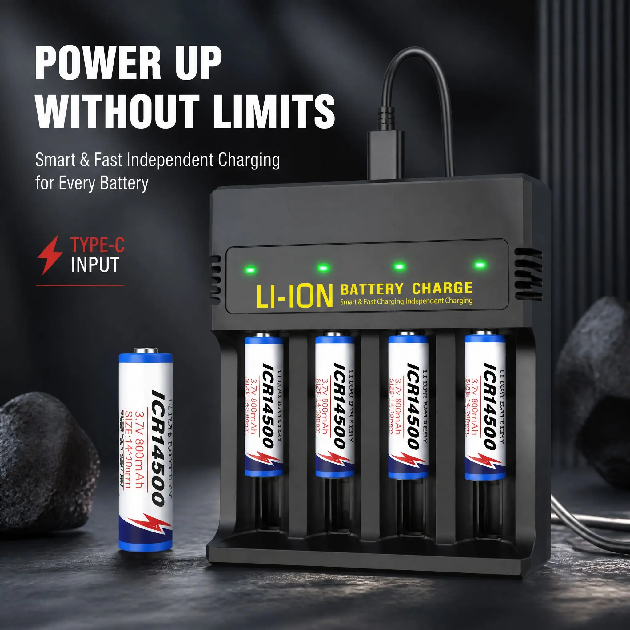 14500 3.7V 800mAh Rechargeable Lithium Battery With USB Charger Protected Cell For LED Torch Laser flashlight Pen Headlight