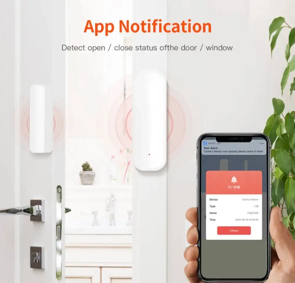 Tuya WiFi ZigBee Smart Door Window Sensor Detector Home Security Protection Alarm System Smart Life Via Alice Alexa Google Home