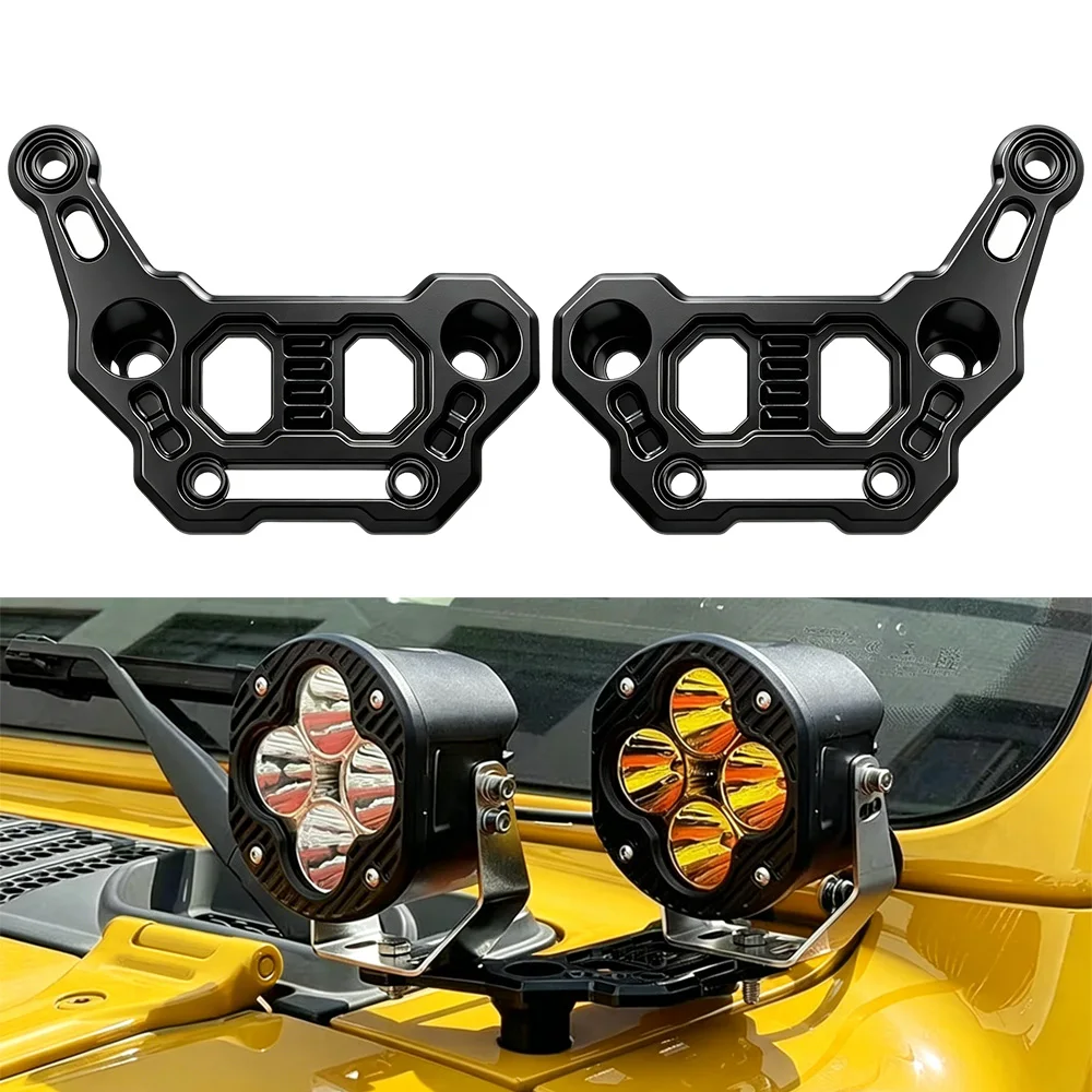 2Pcs Ditch Light Cowl Light Mount Brackets for Wrangler Jl Bracket A-Pillar Windshield Hinge Hood Work Light Mounting Bracket
