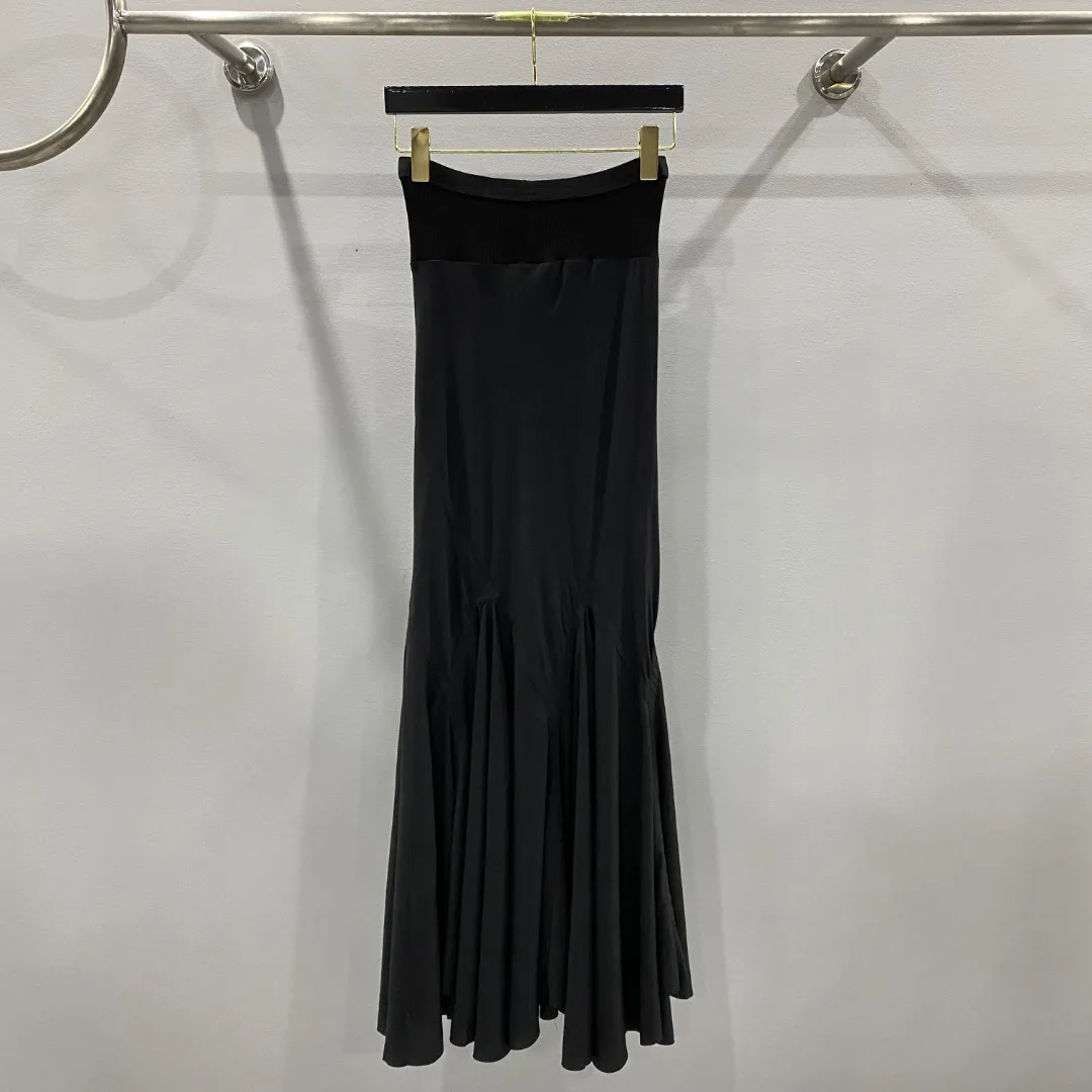 Women Casual Long Skirt Summer Above Knee Loose Gothic High Street Wear Trumpet Mermaid Black Skirt