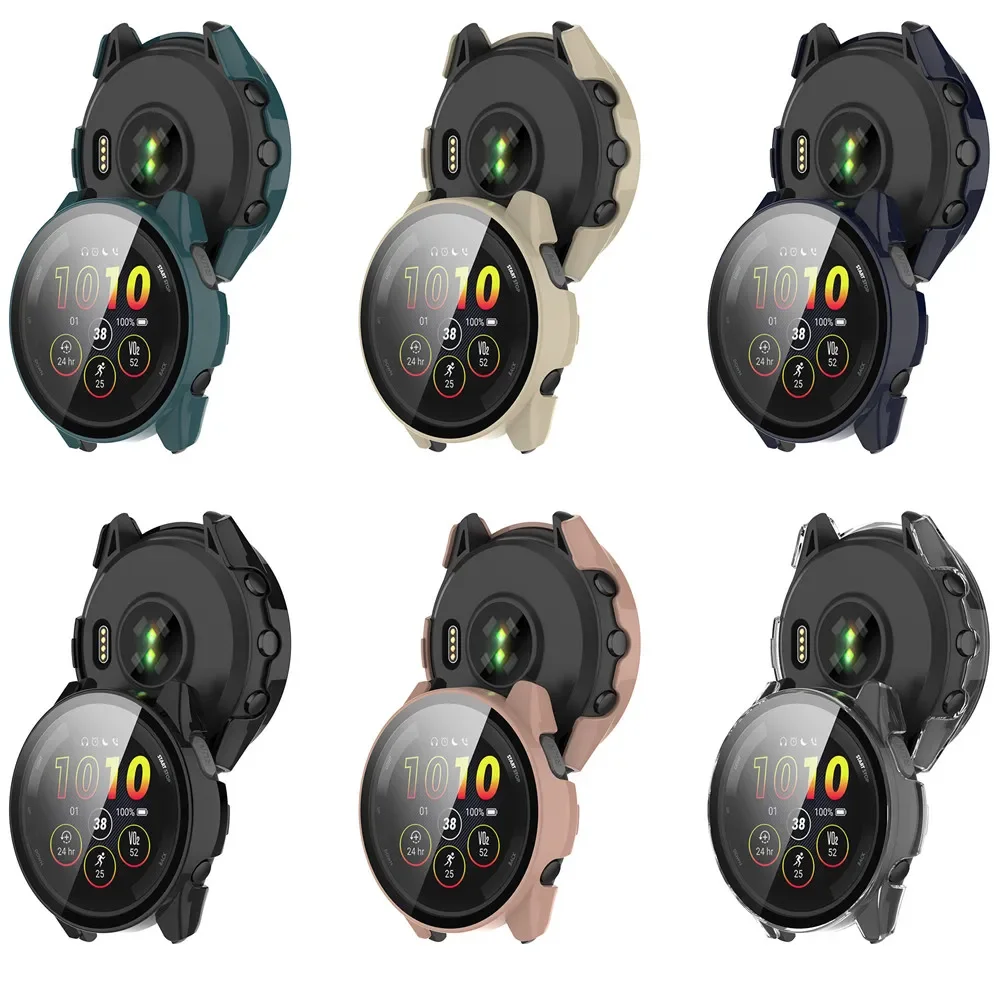 حافظة من الزجاج المقسى + PC لهاتف Garmin Venu 3 Vivoactive 5 HD غطاء حماية للشاشة الشاملة Garmin Forerunner 965 265 165 Shell