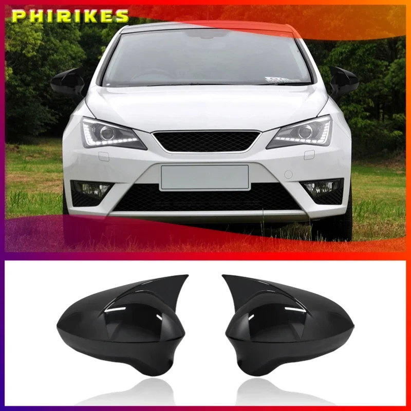 

ABS Black Side Mirror Cover Rearview Caps For Seat Leon MK2 1P Ibiza MK4 6J Exeo 3R Car Accessories