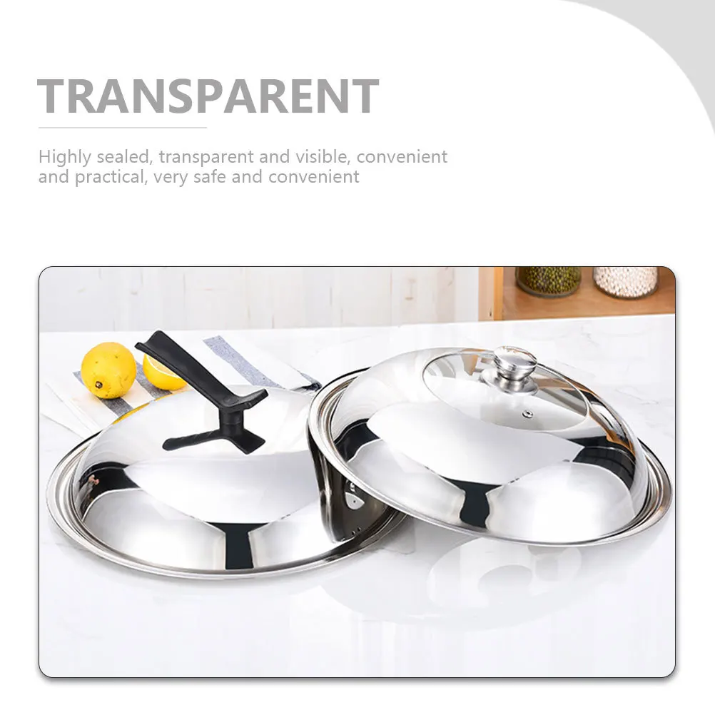 

Visible Glass Pot Lid with Stainless Steel Frame Fits Most Pans and Pots Anti-Splash Shockproof Replacement Cover for Frying