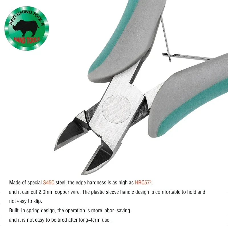 

Японские диагональные плоскогубцы RHINO YN-535 5 дюймов (125 мм) — плоский нос, прецизионная резка для электроники/моделей/пластика/провода