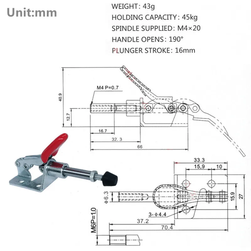 1/3/5PCS GH-301AM 45kg Quick Release Toggle Clamp Set Horizontal Clamps U-Shaped Bar Hand Clip For Woodworking Galvanized Iron