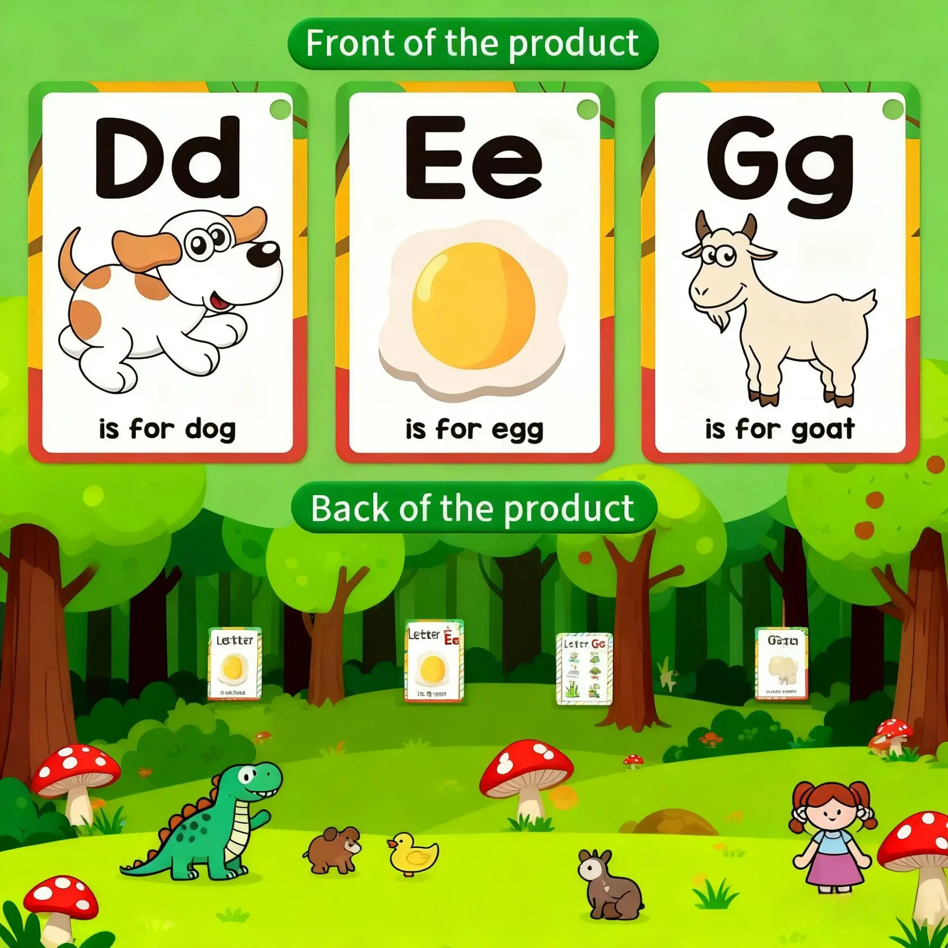 27 English Letter Recognition Cards, Pronunciation Learning, Word Flashcards, Fruit/ Animal Learning Cards