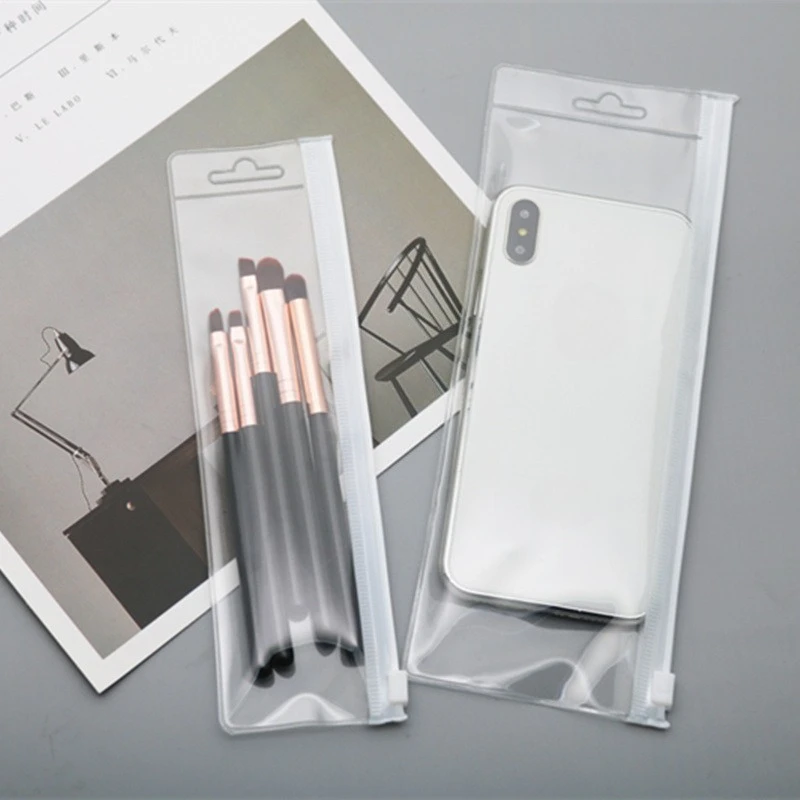 

Чехол для кистей для косметики и макияжа, прозрачная сумка-органайзер для канцелярских принадлежностей с застежкой-молнией для ручек, карандашей для бровей, дорожное хранение