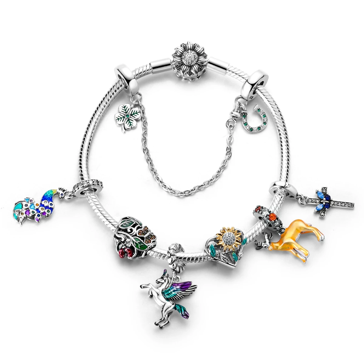 Peacock and Lucky Unicorn Dangle Charm Beads Fits 3mm Bracelets Bangle Necklace For Women Pendant Luxury Jewelry Making Gifts