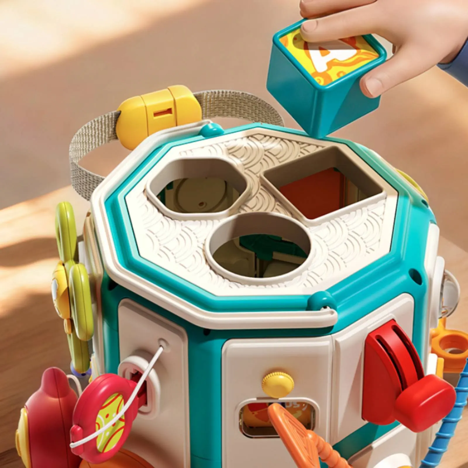 Cubo Sensorial Musical Multifuncional para Bebês - Brinquedo Educacional Seguro com Luzes e Música