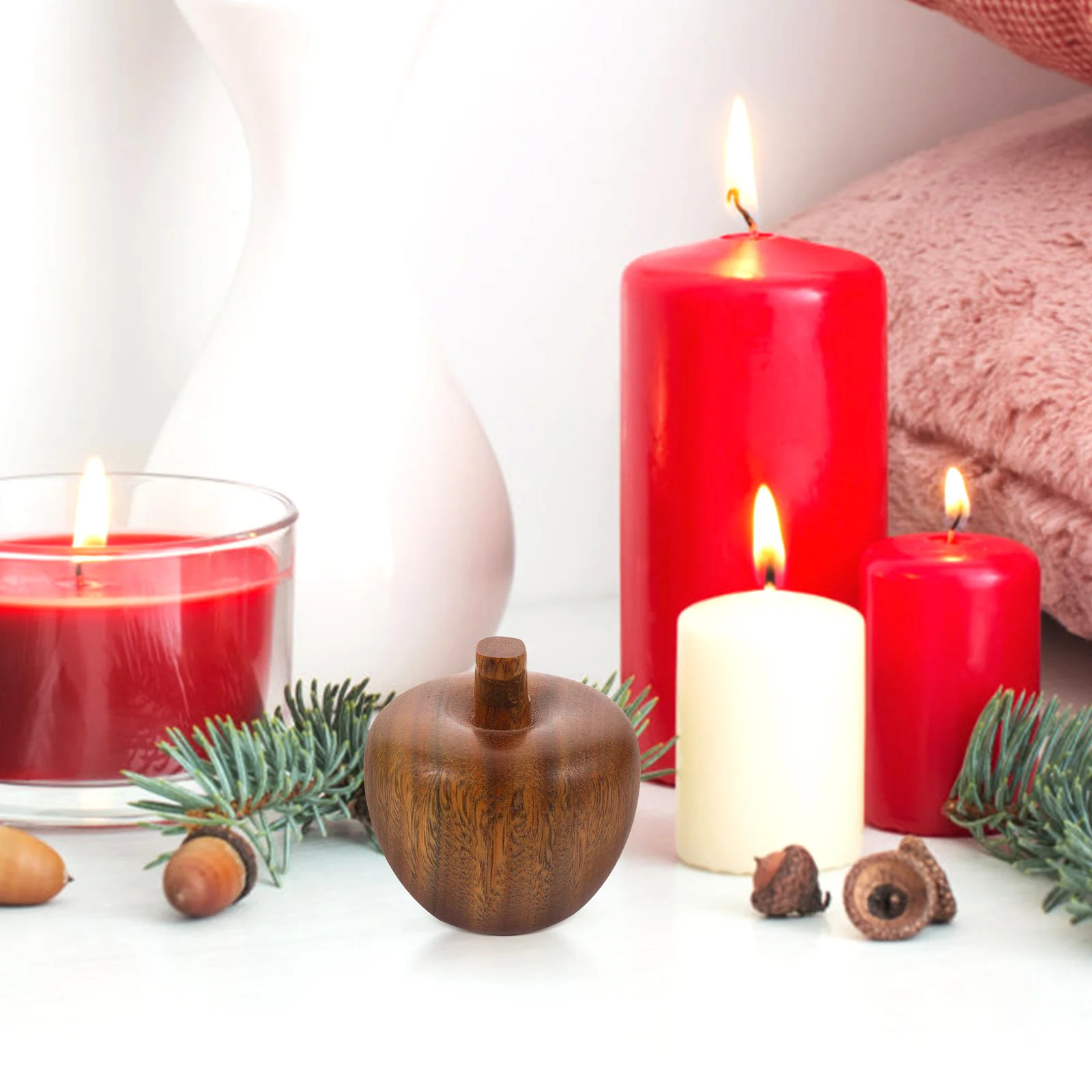 

2pcs Green Sandalwood Handheld Carving Decorative For Home Office Desktop Realistic Wooden Ornament Small Tabletop