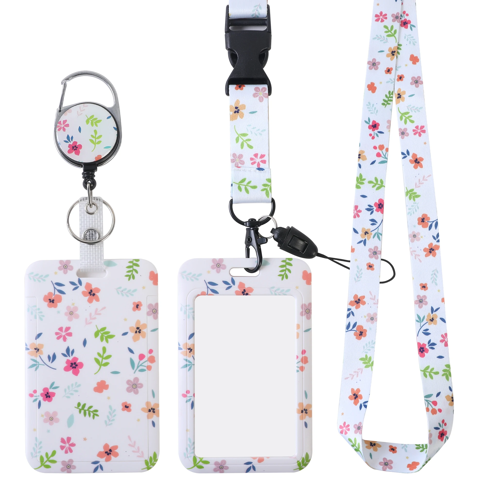 Flower ID Badge Holder with Breakaway Lanyard, Retractable Badge Reel，Work Name Tag Breakaway Lanyard ID Card Protector