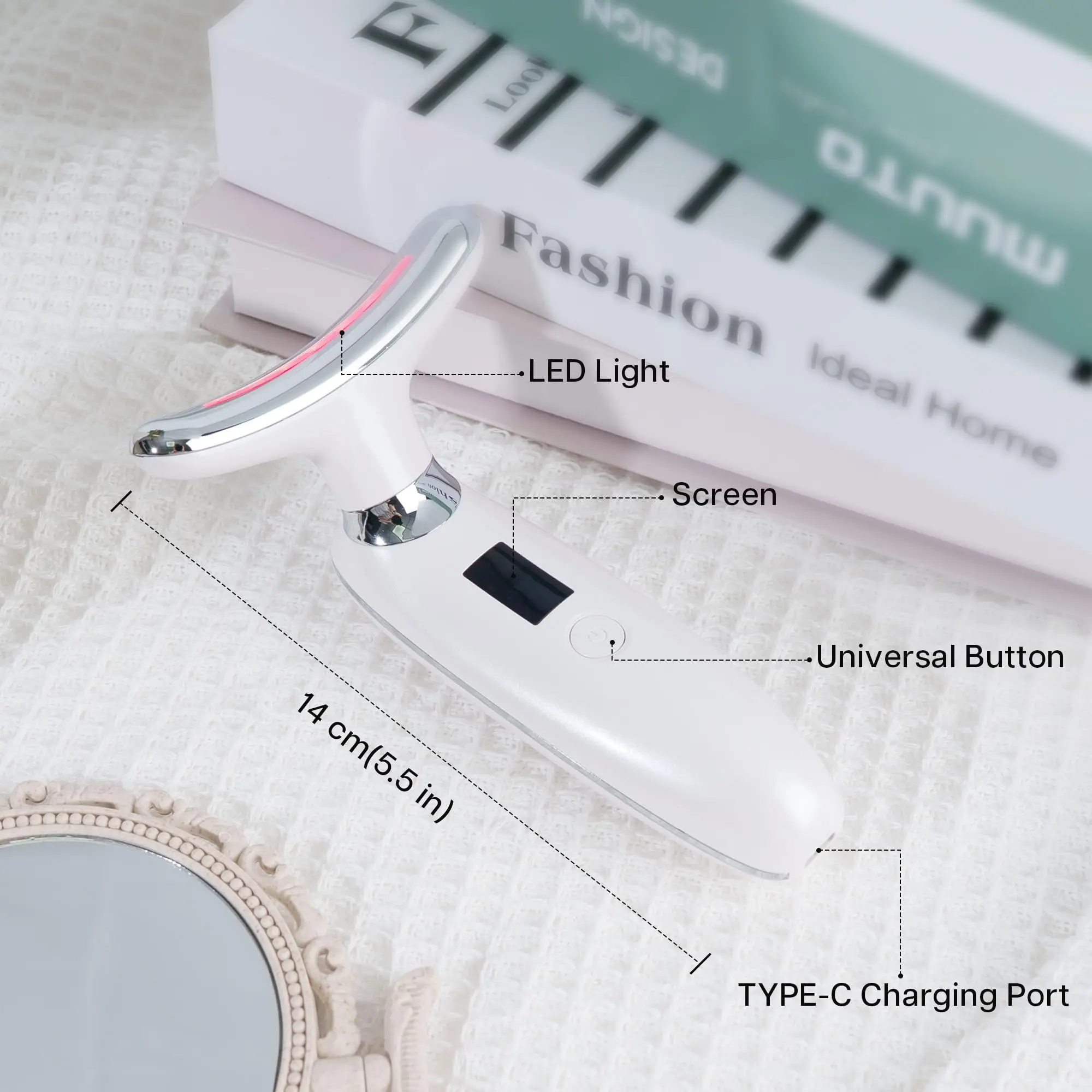 جهاز تجميل الرقبة 7 في 1 ومدلك الوجه الإلكتروني LED - أداة تهتز للعناية بالبشرة لتقليل الذقن المزدوجة ونحت الوجه