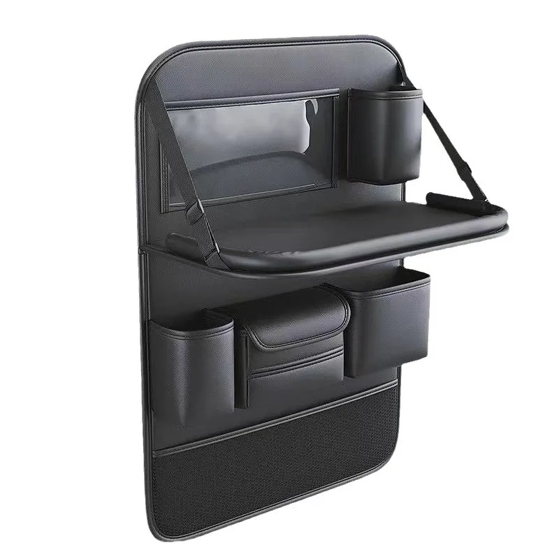 Car Seat Back Organizer Auto Back Seat Storage Bag with Foldable Table Tray Tablet Holder Tissue Box Multi Pocket Organizer Bag