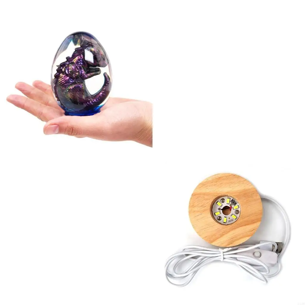 

Dragon Egg Shaped Light Resin Mold with Wooden Lighted Base for Crystal Resin
