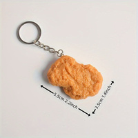 1pc Single PVC Chicken Nugget Keychain,Realistic Imitation Fried Chicken Keyring,Cute Car&Backpack Accessory,Purse Decoration