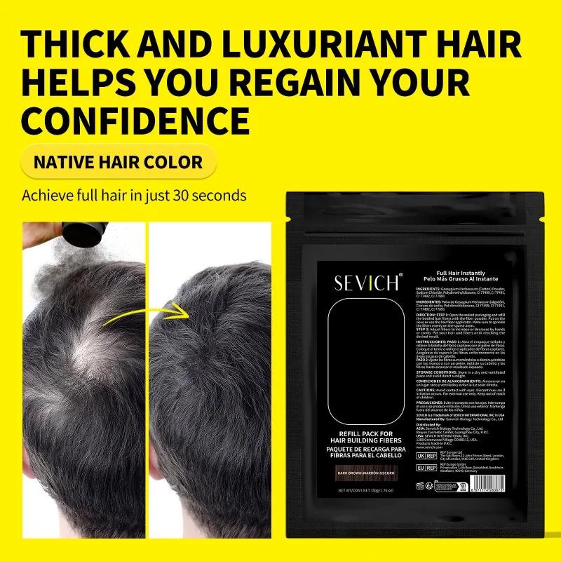 100g Haarbaufasern Keratin Haarfasern Pulver Instant Haarfaserspray Nachfüllbeutel Glatze Verlängerung Pflege Verdickungsprodukt