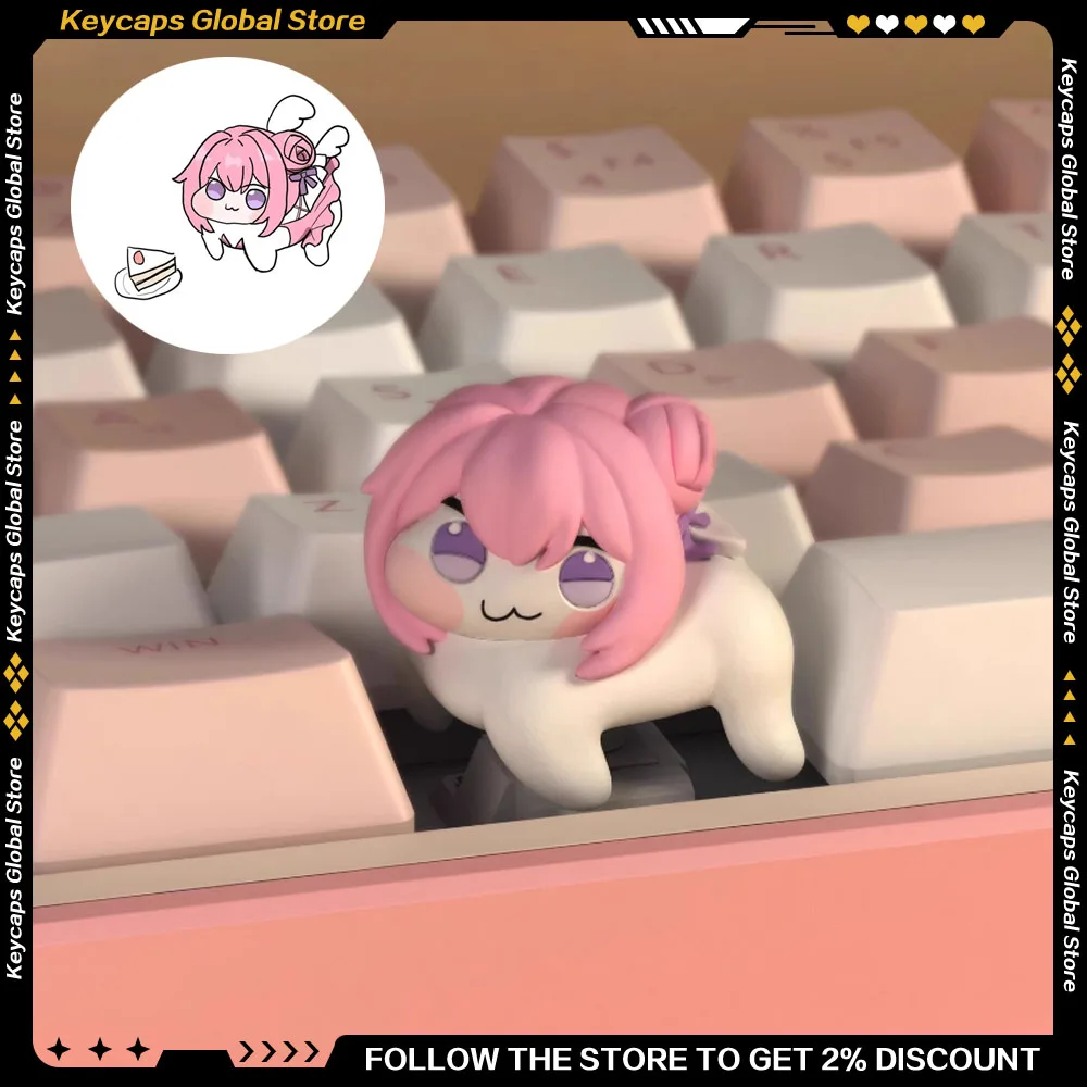

3D Doro Keycaps Resin Creative Handmade Kawaii Cute Dorothy 1.25u Pink Keycap for Customized Mechanical Keyboard Girls Gifts