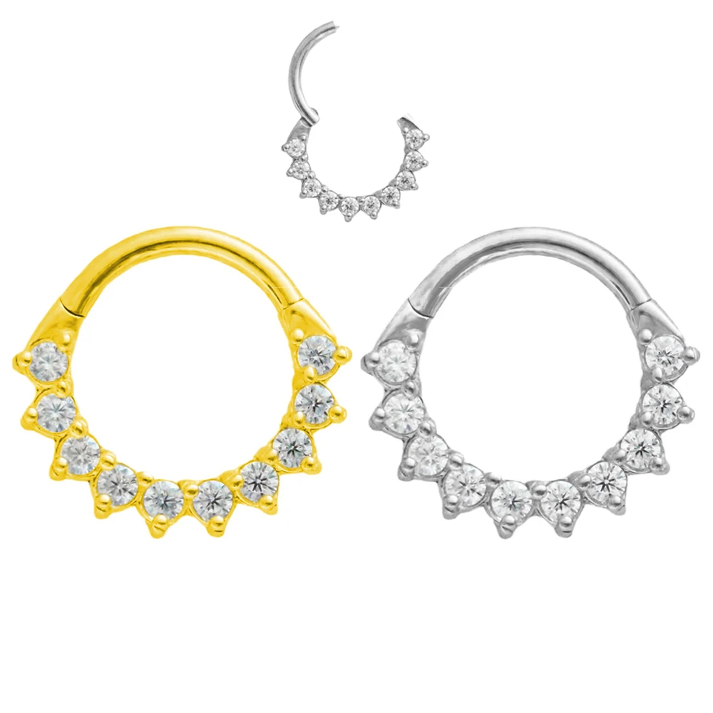 Trapezium CZ Septum 100%316L Surgical Steel Daith Piercing Nose Ring Clicker Cartilage Snug Conch Helix Hoop Earring For Women