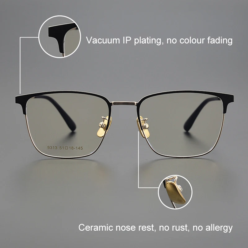 BLMUSA Men Retro Luxury Titanium Photochromic Glasses Frame Anti Blue Light Reading Glasses Customizable Myopia Optical Glasses