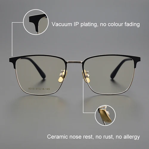 Imagen 2 del producto BLMUSA, gafas fotocromáticas de titanio de lujo Retro para hombre, montura de gafas de lectura antiluz azul, gafas ópticas personalizables para miopía