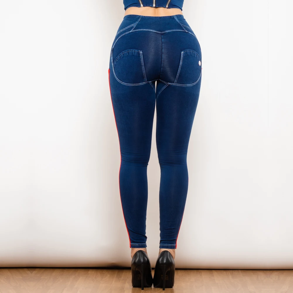 بنطلون جينز ضيق ستريتش من Shascullfites بتصميم ميلودي مع بنطلون جينز ضيق باللونين الأبيض والأحمر ذو خصر مرتفع #3