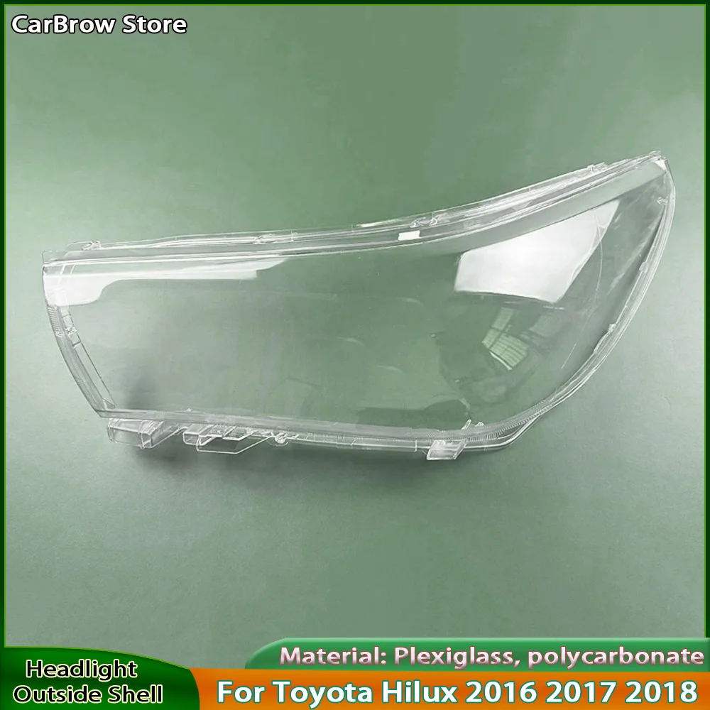 

For Toyota Hilux 2016 2017 2018 Low Headlamp Cover Headlight Shell Transparent Lens Plexiglass Replace Original Lampshade