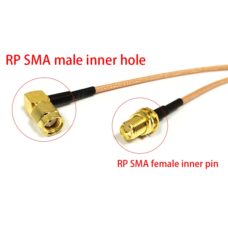 New Reverse RP-SMA  Female Jack Switch RP SMA  Male Right Angle Cable Adapter RG316 Wholesale 15CM/30CM/50CM/100CM