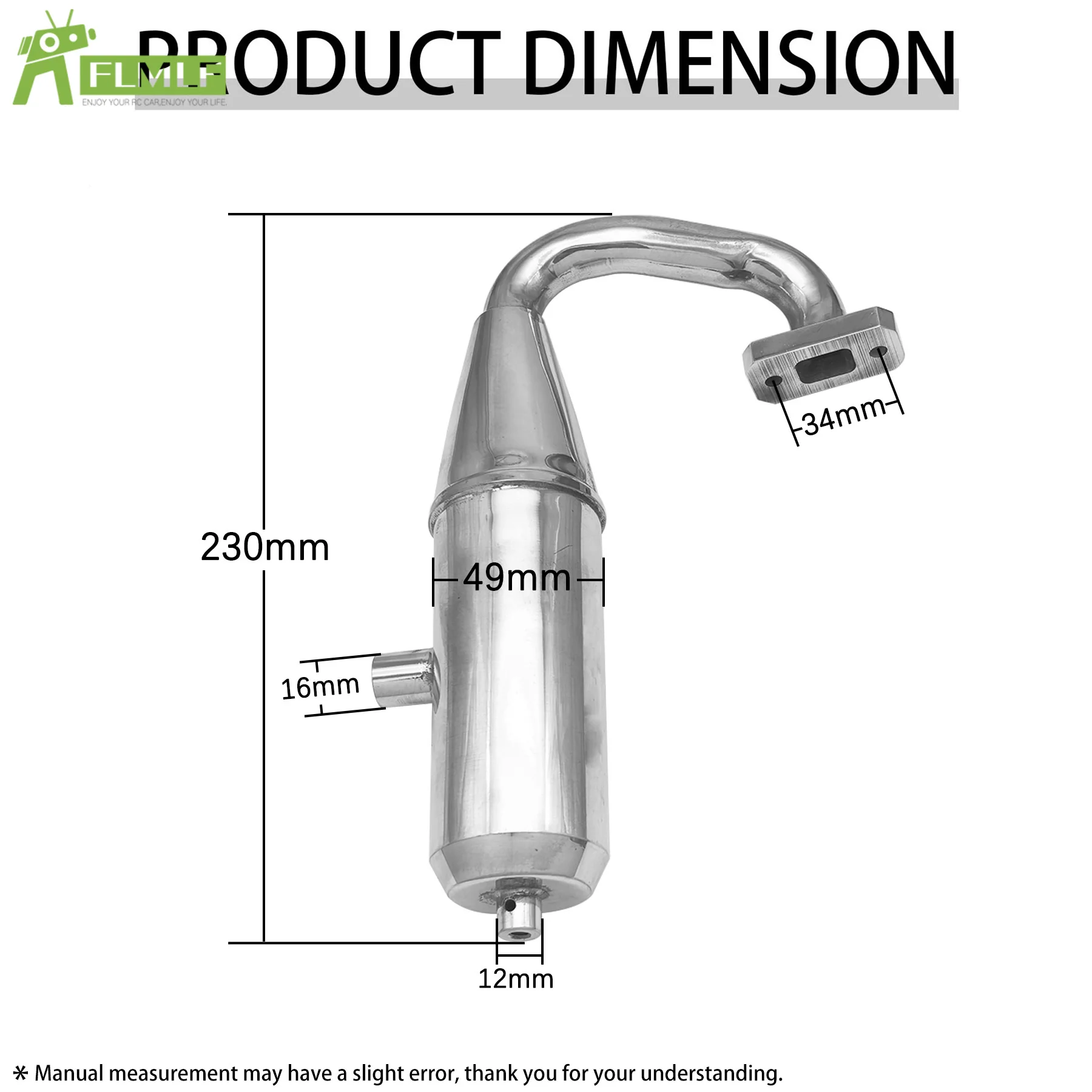 Tubo de escape de motor de liga de alumínio, adequado para 1/5 hpi fg monster hummer caminhão rofun rovan big monster rc carro brinquedos peças de jogos