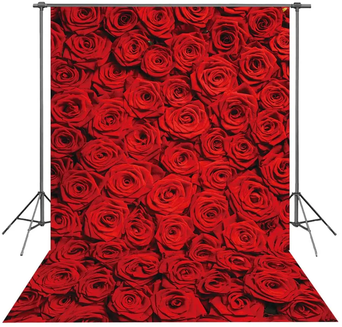 

Red Rose Floral Wedding Photography Backdrop Roses Wall Lovers Girls Children Photos Background