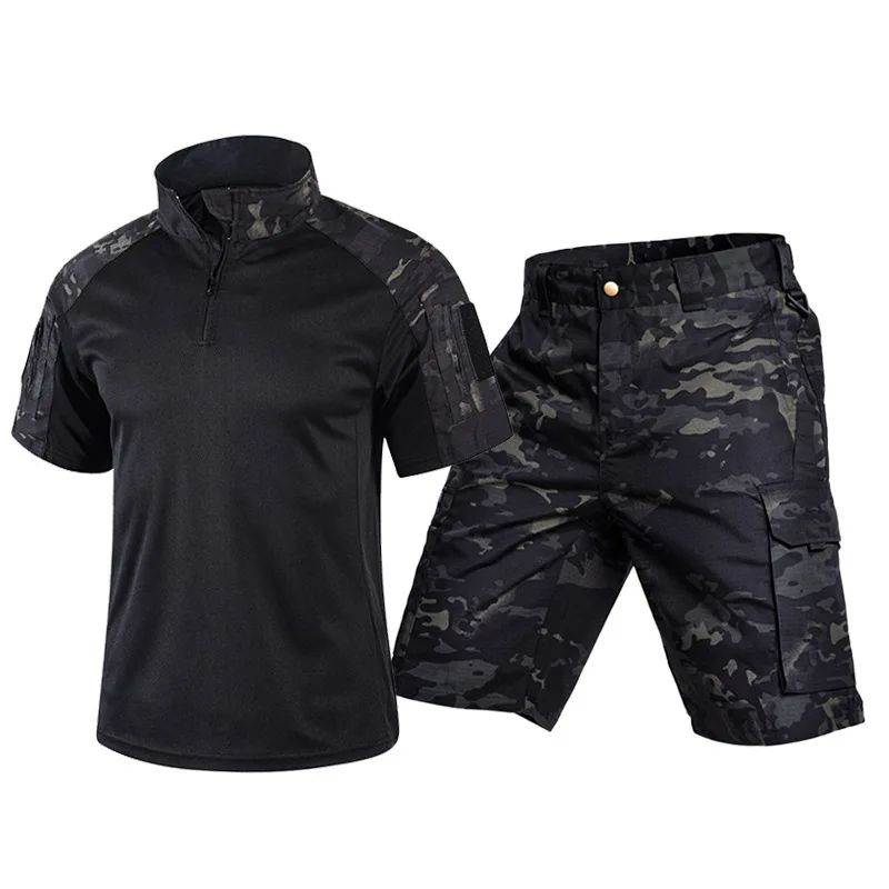 2026 Sommer Herren Militär Tarnanzug Taktisches Zweiteiler-Set Schnelltrocknend Atmungsaktiver Froschanzug Outdoor Kampf Cargo Uniform Streetwear Outfit – Detail 2