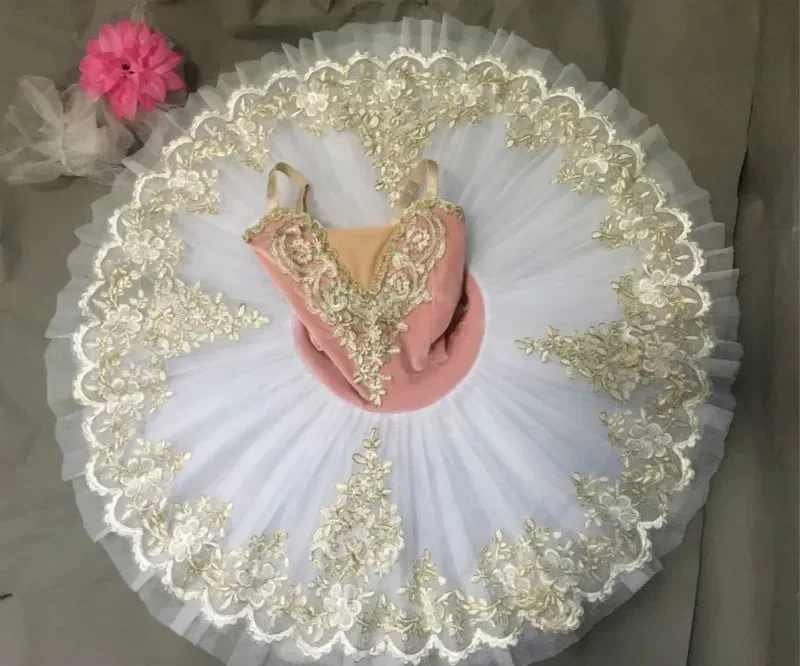 Tutu di balletto professionale in velluto rosa donne adulte bambini bambini Tutu di balletto per ragazza Pancake Tutu Ballerina Party Costume di balletto