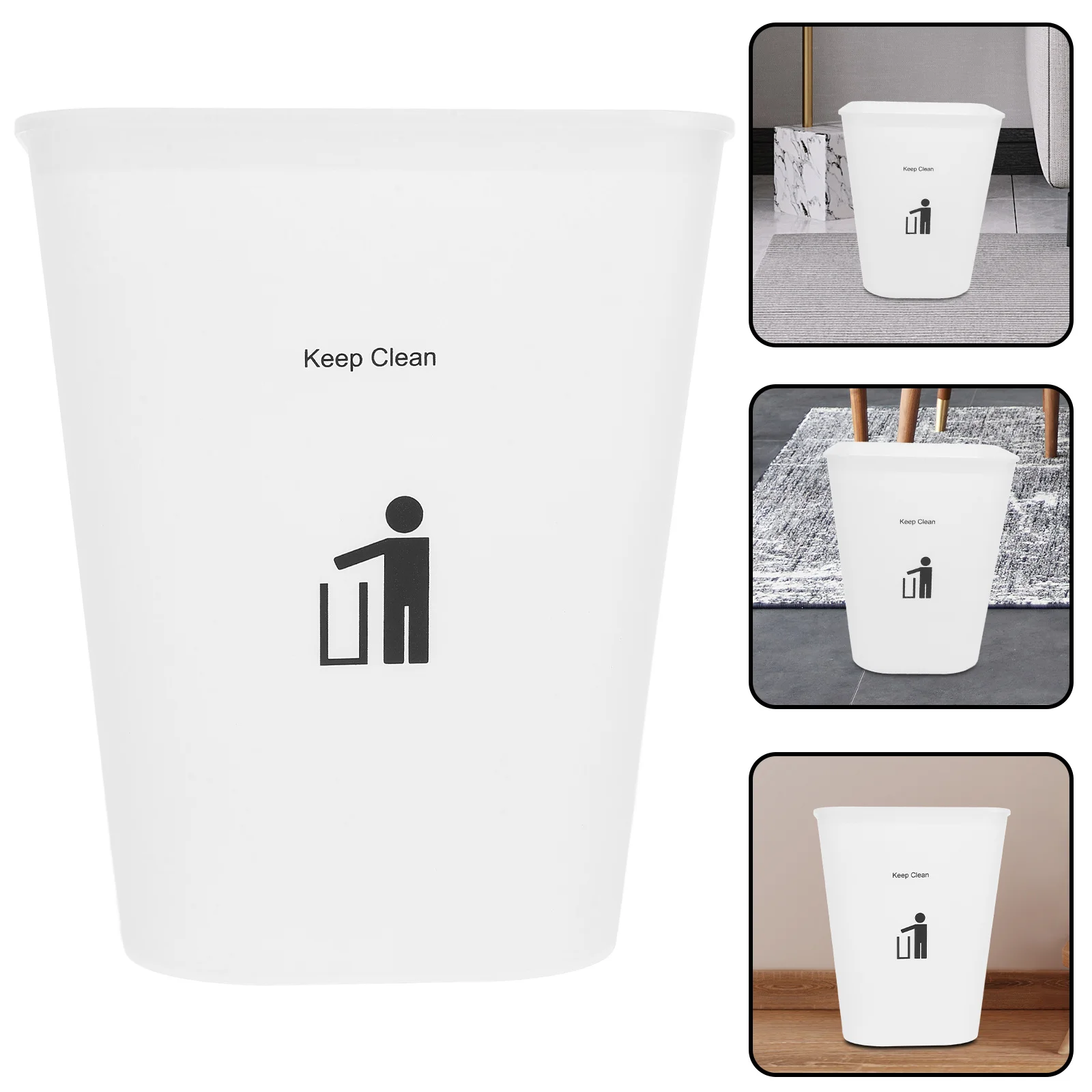 

1 set Household Trash Can 12L Rectangular Plastic Garbage Bin For Bedroom Bathroom Kitchen Office Press Ring Design Waste