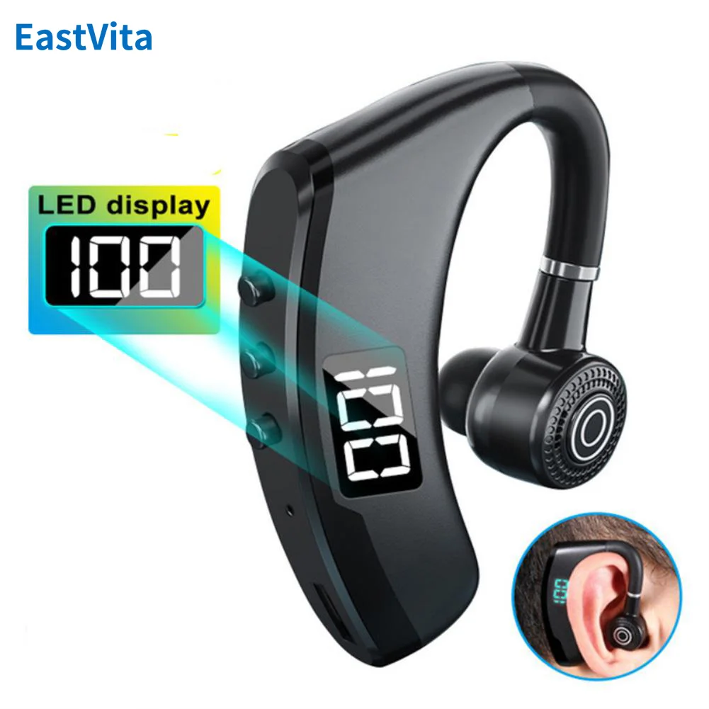 V9 Pro Wireless Bluetooth-compatible 5.2 Headset With Led Smart Display Business Handsfree Earhook Earphones With Microphone