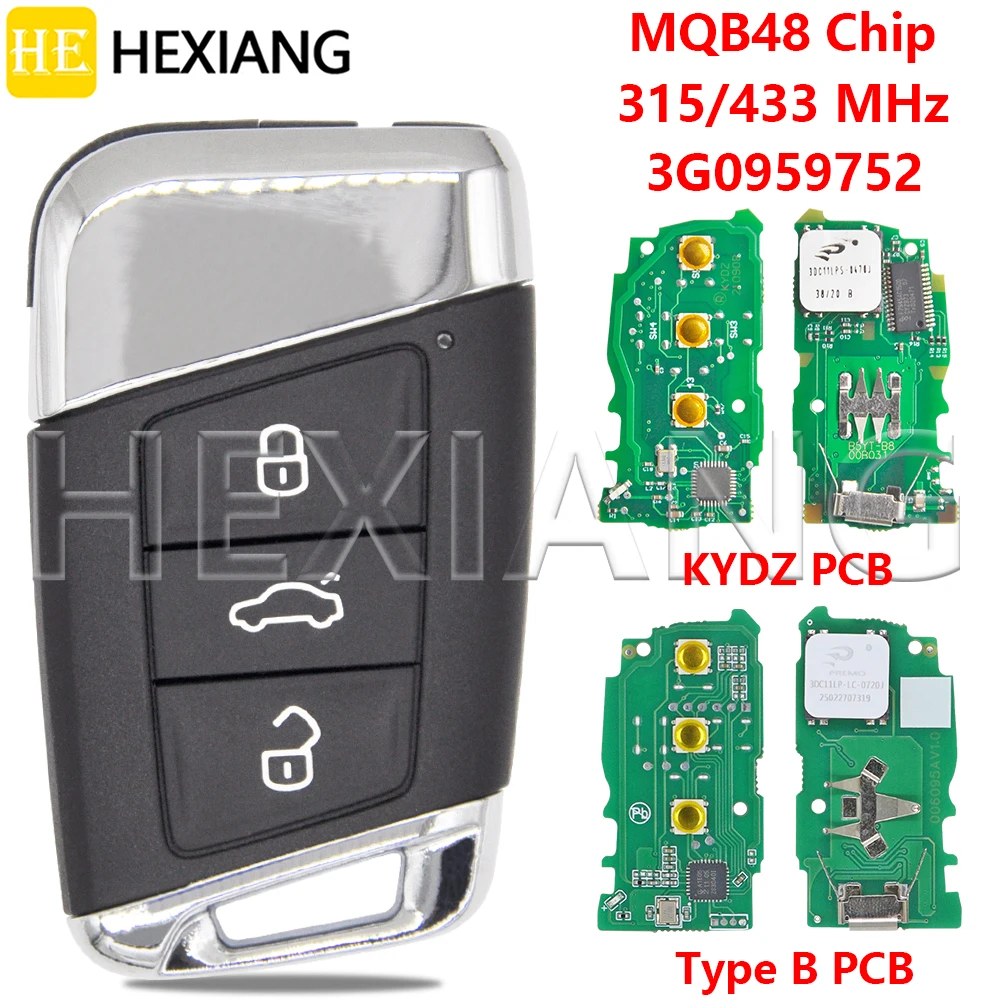 

Дистанционный ключ HE 3G0959752, чип MQB48, 315 МГц, для VW Volkswagen Passat B8, Superb, Skoda A7 Magotan 2015-433