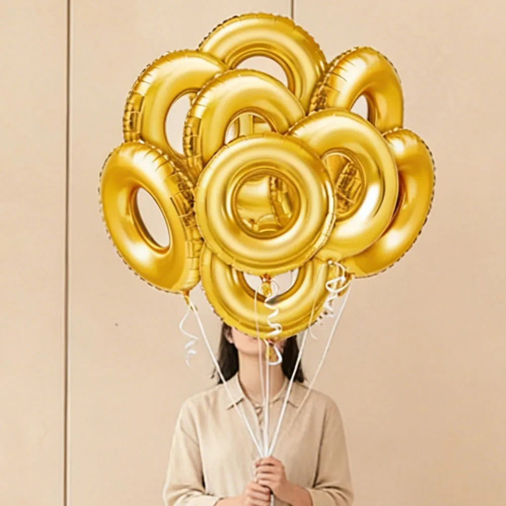 5/10 Stück Goldene Kreisförmige Folienballons Luft- und Heliumballons für Geburtstagsfeiern Foto-Requisiten Hochzeits- und Jubiläumsdekorationen
